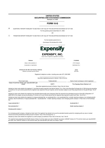 Thumbnail Expensify 10-Q Quarterly Report FY 
