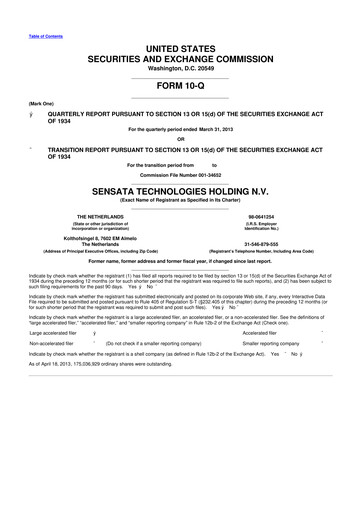 Thumbnail Sensata Technologies
 10-Q Quarterly Report FY2013 