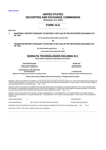 Thumbnail Sensata Technologies
 10-Q Quarterly Report FY2015 