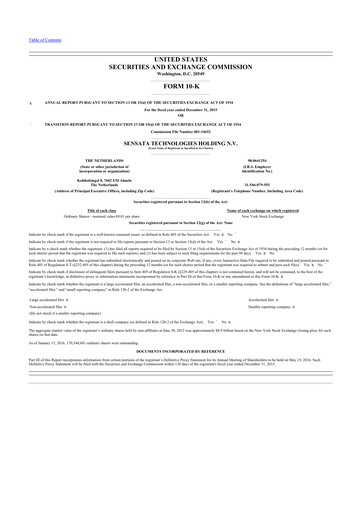 Thumbnail Sensata Technologies
 10-K Annual Report 2015