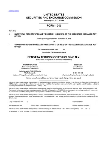 Thumbnail Sensata Technologies
 10-Q Quarterly Report FY2016 