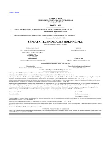 Thumbnail Sensata Technologies
 10-K Annual Report 2018