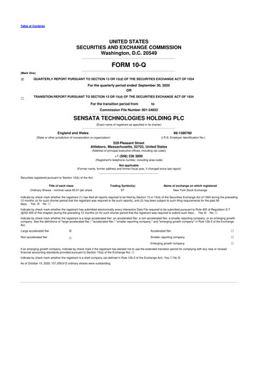 Thumbnail Sensata Technologies
 10-Q Quarterly Report FY2020 