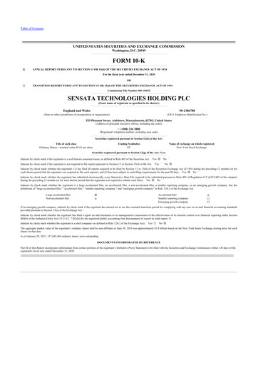 Thumbnail Sensata Technologies
 10-K Annual Report 2020