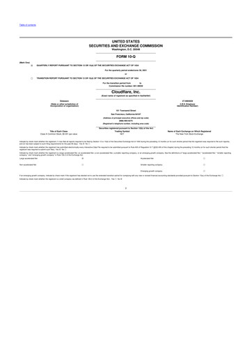 Miniature Cloudflare 10-Q Rapport trimestriel 2021 