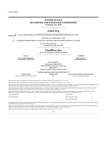 Thumbnail Cloudflare 10-K Annual Report 2021