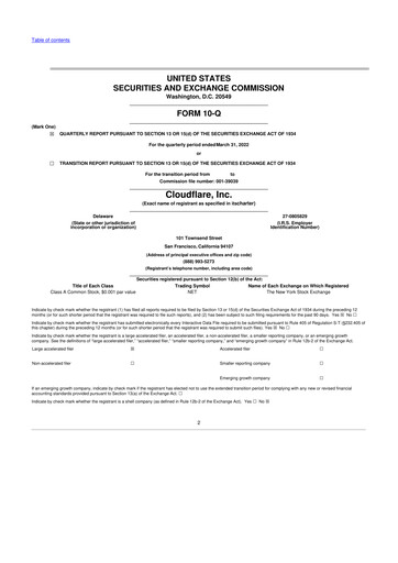 Miniature Cloudflare 10-Q Rapport trimestriel 2022 
