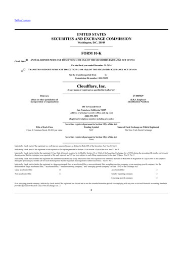 Thumbnail Cloudflare 10-K Annual Report 2024