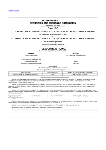 Thumbnail Teladoc Health
 10-Q Quarterly Report FY2024 