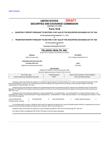 Thumbnail Teladoc Health
 10-Q Quarterly Report FY2025 