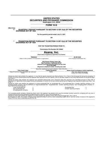 Thumbnail Asana 10-Q Quarterly Report FY2022 