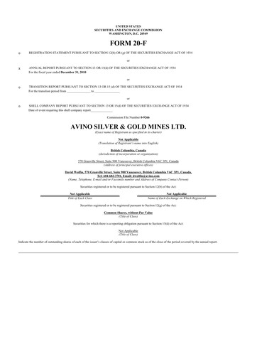 Thumbnail Avino Silver & Gold Mines
 20-F Annual Report 