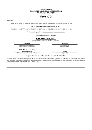 Vorschaubild Freeze Tag 10-Q Quartalsbericht 2011 