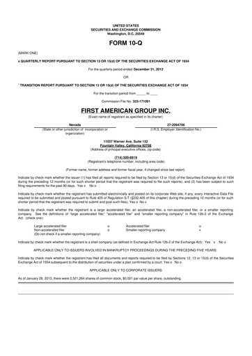 Miniature Loop Industries
 10-Q Rapport trimestriel  