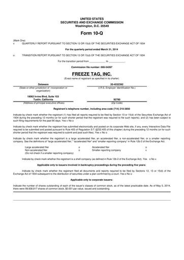 Vorschaubild Freeze Tag 10-Q Quartalsbericht 2014 