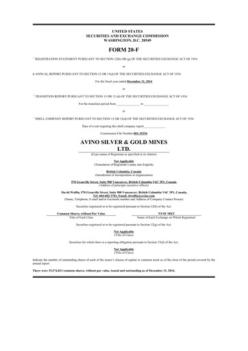 Thumbnail Avino Silver & Gold Mines
 20-F Annual Report 