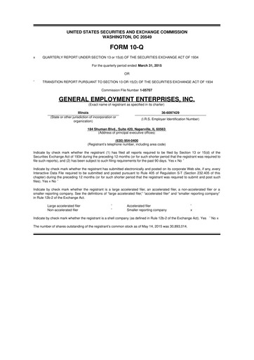 Vorschaubild GEE Group 10-Q Quartalsbericht 2015 
