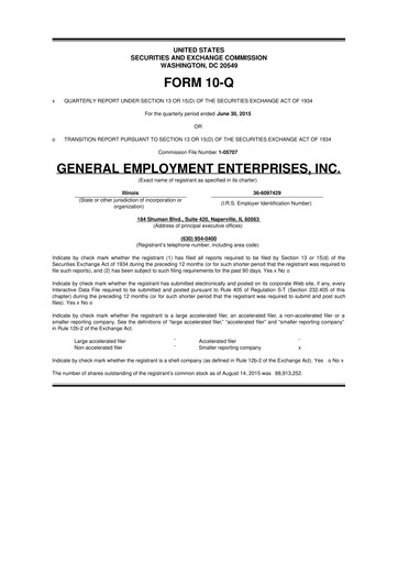 Vorschaubild GEE Group 10-Q Quartalsbericht 2015 