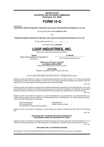 Miniature Loop Industries
 10-Q Rapport trimestriel  