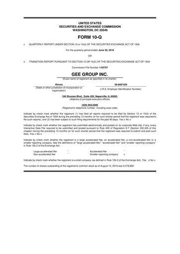 Vorschaubild GEE Group 10-Q Quartalsbericht 2016 