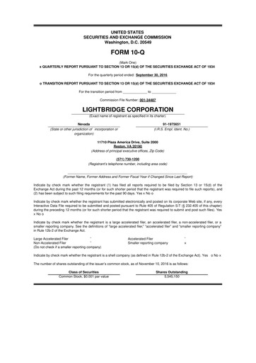 Thumbnail Lightbridge Corporation 10-Q Quarterly Report FY2016 