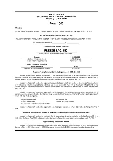 Vorschaubild Freeze Tag 10-Q Quartalsbericht 2017 