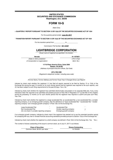 Thumbnail Lightbridge Corporation 10-Q Quarterly Report FY2017 