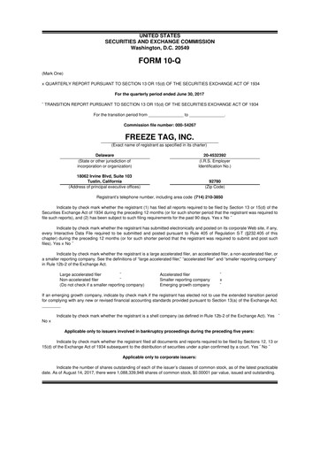 Vorschaubild Freeze Tag 10-Q Quartalsbericht 2017 