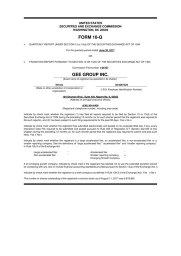 Vorschaubild GEE Group 10-Q Quartalsbericht 2017 