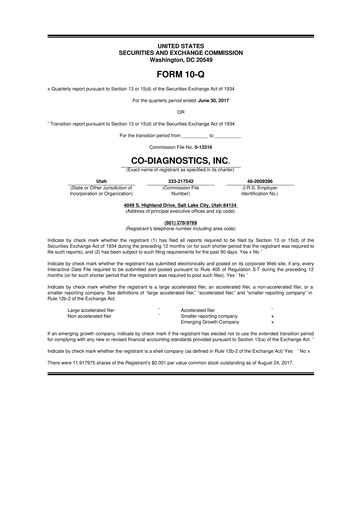 Thumbnail Co-Diagnostics
 10-Q Quarterly Report FY2017 