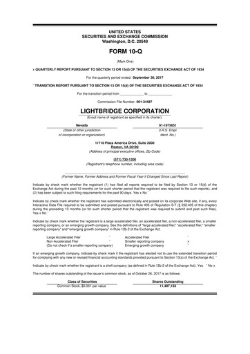 Thumbnail Lightbridge Corporation 10-Q Quarterly Report FY2017 