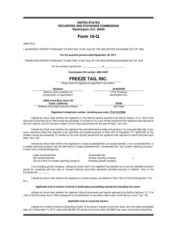 Vorschaubild Freeze Tag 10-Q Quartalsbericht 2017 