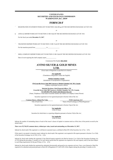 Thumbnail Avino Silver & Gold Mines
 20-F Annual Report 2017