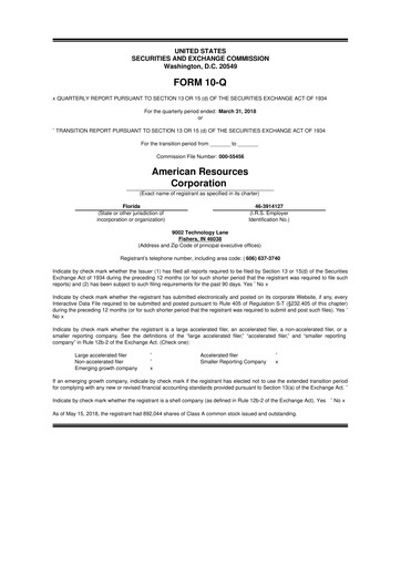 Thumbnail American Resources Corp 10-Q Quarterly Report FY2018 