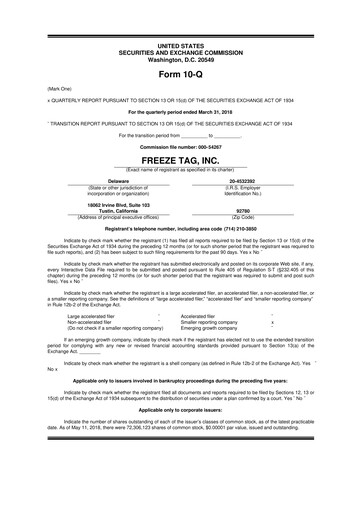 Vorschaubild Freeze Tag 10-Q Quartalsbericht 2018 