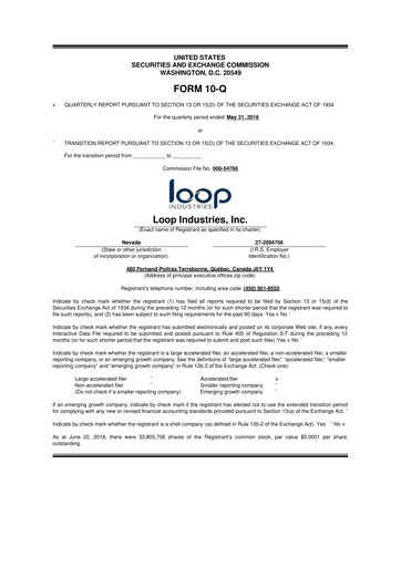 Miniature Loop Industries
 10-Q Rapport trimestriel  