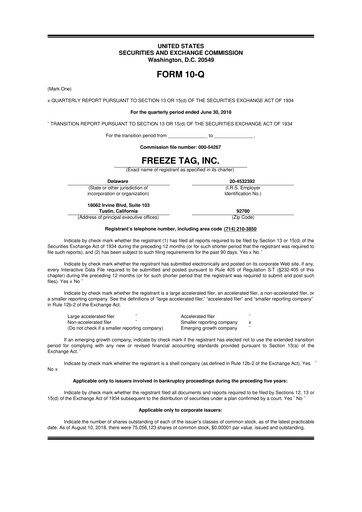 Vorschaubild Freeze Tag 10-Q Quartalsbericht 2018 
