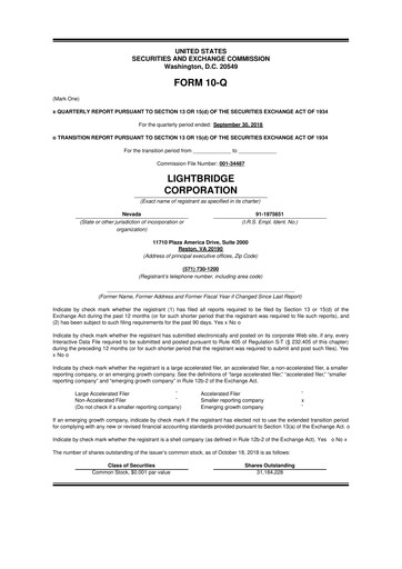 Thumbnail Lightbridge Corporation 10-Q Quarterly Report FY2018 