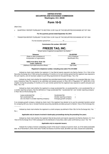 Vorschaubild Freeze Tag 10-Q Quartalsbericht 2018 