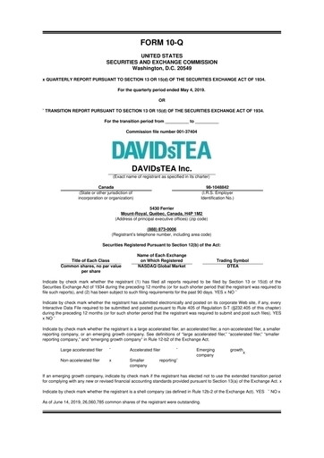 Thumbnail DAVIDsTEA 10-Q Quarterly Report FY2020 