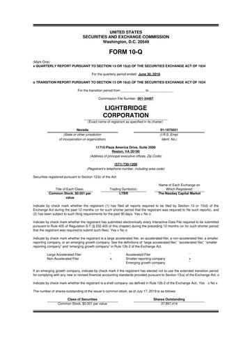 Thumbnail Lightbridge Corporation 10-Q Quarterly Report FY2019 