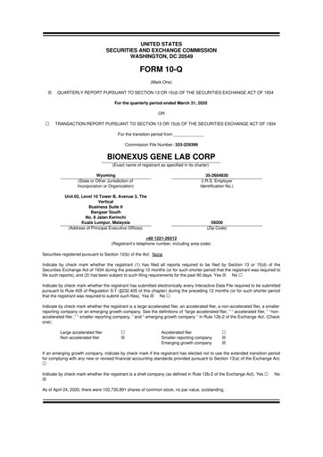 Thumbnail BioNexus Gene Lab 10-Q Quarterly Report FY2020 