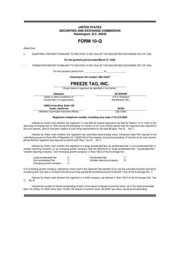 Vorschaubild Freeze Tag 10-Q Quartalsbericht 2020 