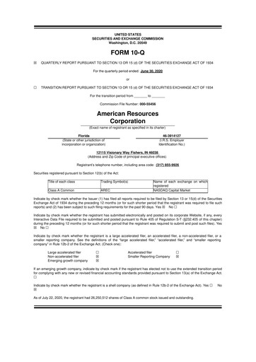 Thumbnail American Resources Corp 10-Q Quarterly Report FY2020 