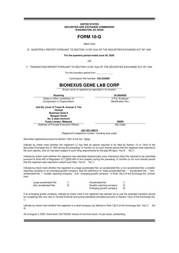 Thumbnail BioNexus Gene Lab 10-Q Quarterly Report FY2020 