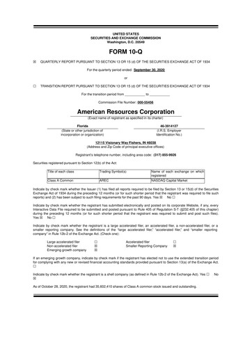 Thumbnail American Resources Corp 10-Q Quarterly Report FY2020 