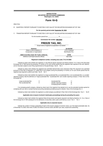 Vorschaubild Freeze Tag 10-Q Quartalsbericht 2020 