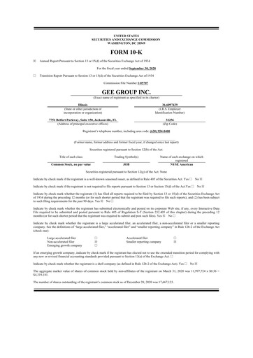 Thumbnail GEE Group 10-K Annual Report 2020