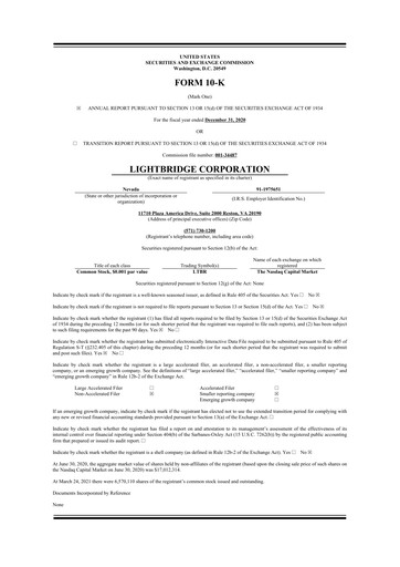 Thumbnail Lightbridge Corporation 10-K Annual Report 2020