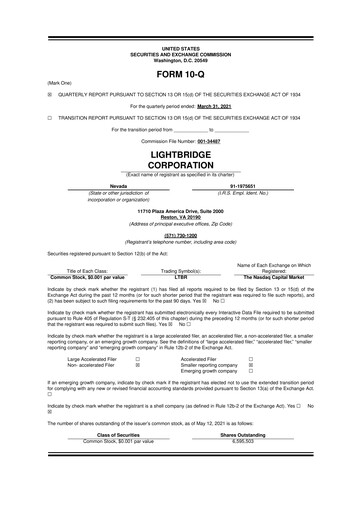 Thumbnail Lightbridge Corporation 10-Q Quarterly Report FY2021 